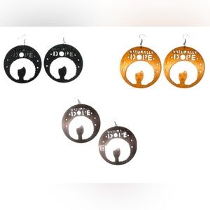 3 Pairs of Naturally Dope Earrings Black and Brown